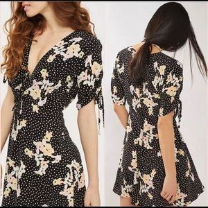 TopShop Black Spot Floral Dress